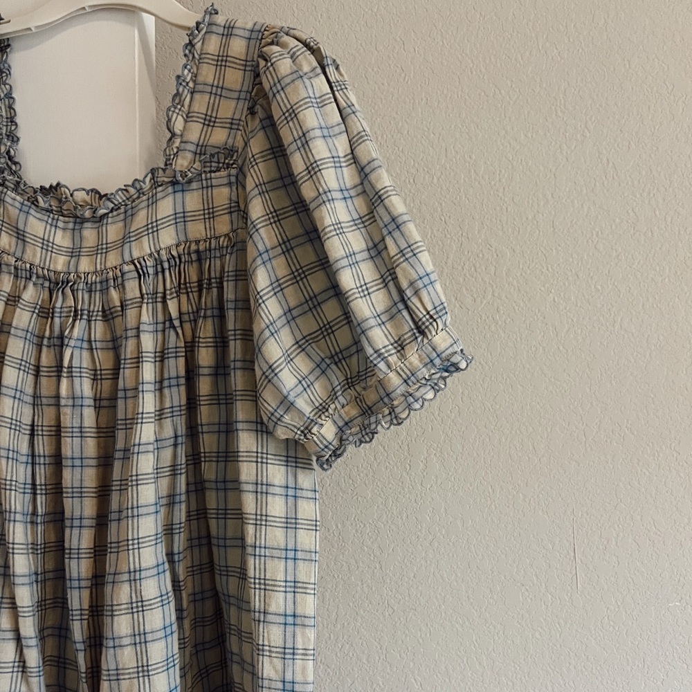 SOLD: DÔEN Frede dress in Blue Meadowlark Plaid